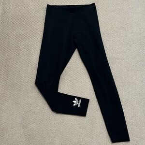 Adidas Black Leggings with White Trefoil